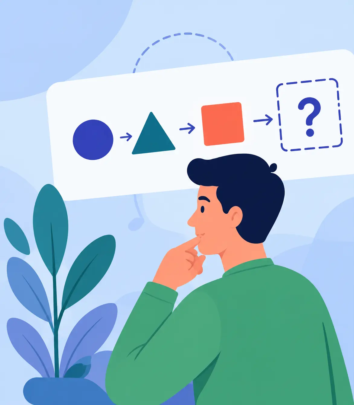 Person überlegt die nächste Form einer geometrischen Folge